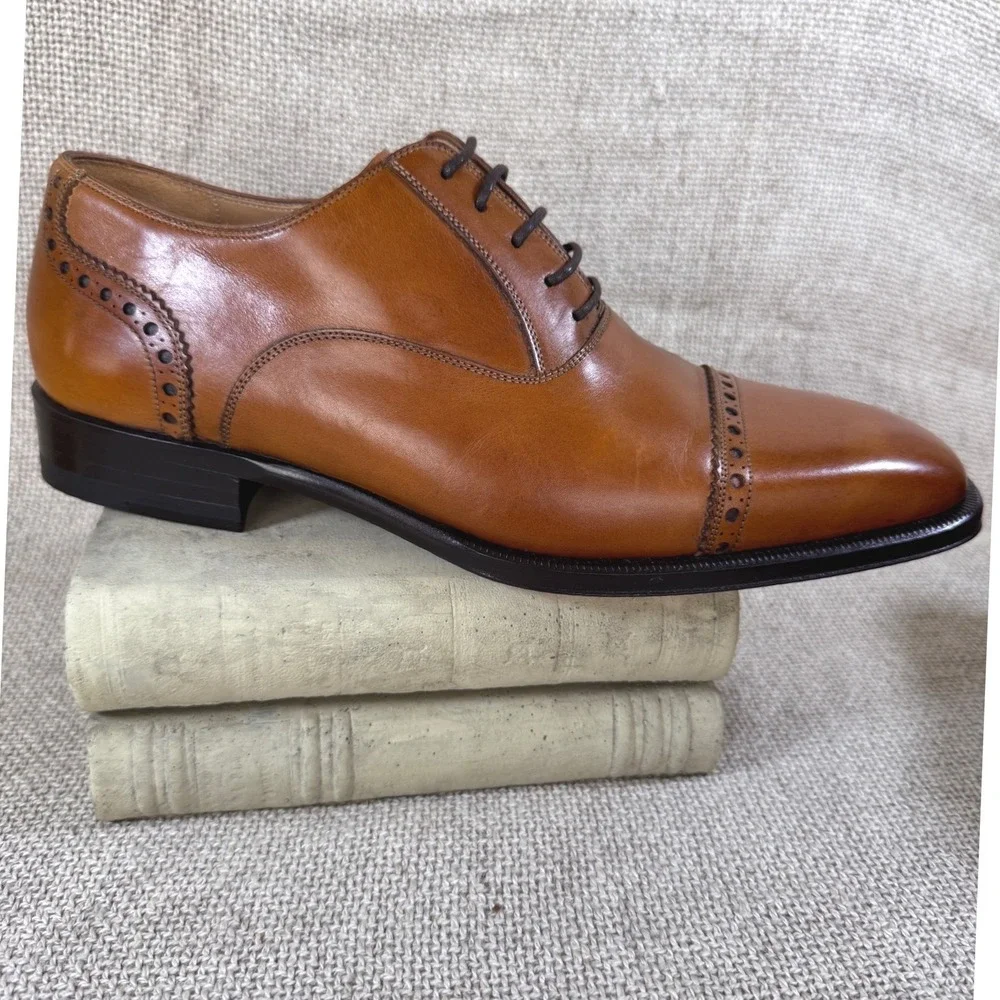 E.T. Wright Masters Collection Benito Cap Toe Oxford Camel Tan 7.5D New In Box